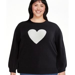 Terra & Sky Black Sweater with White Heart Design
